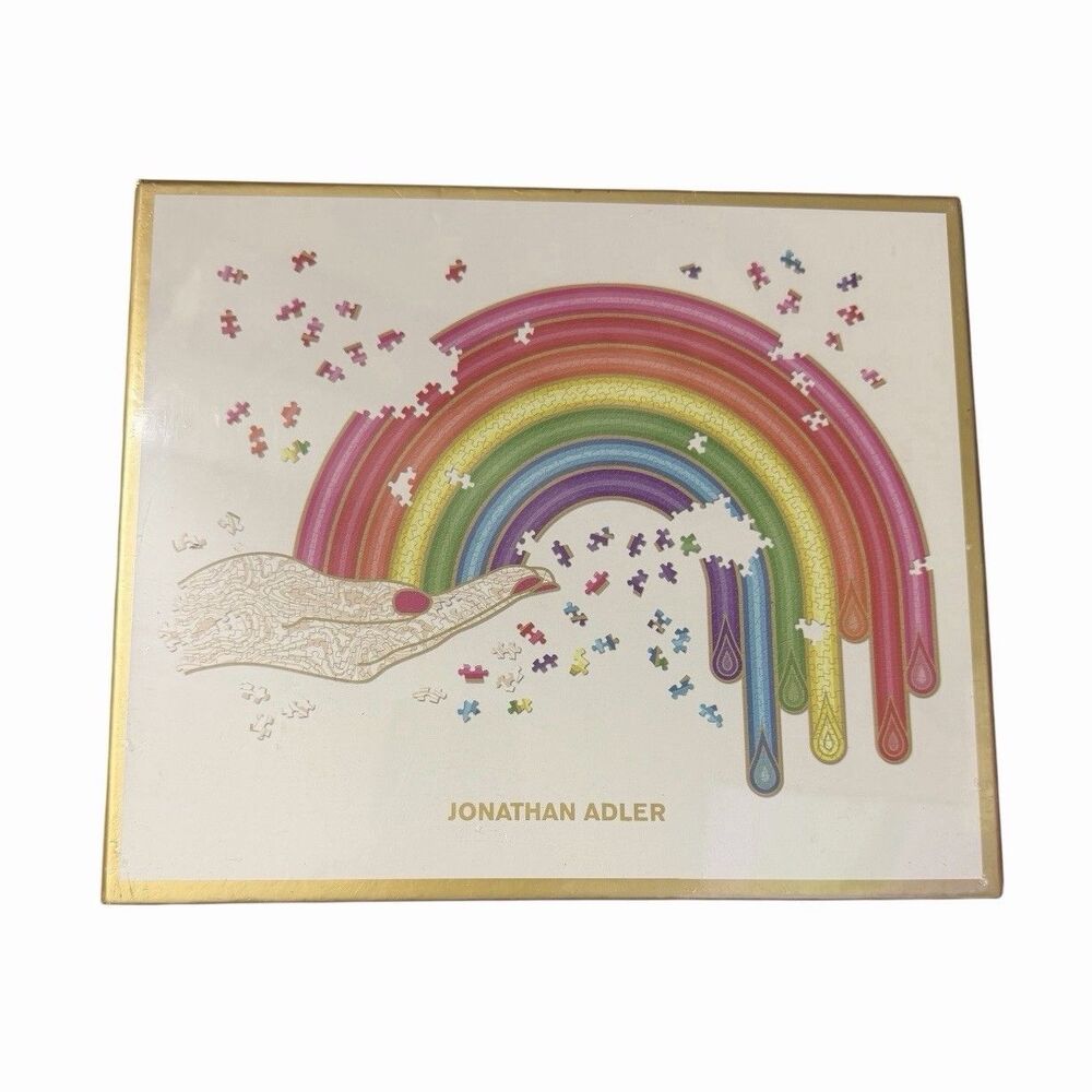 Sealed Jonathan Adler 750-Piece Shaped Foil Rainbow Jigsaw Puzzle Cardboard 2019